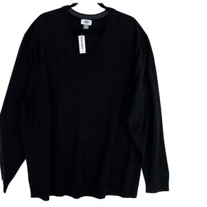 Old Navy Mens Black V Neck Long Sleeve Sweater‎ XXXL Lightweight Cotton NWT